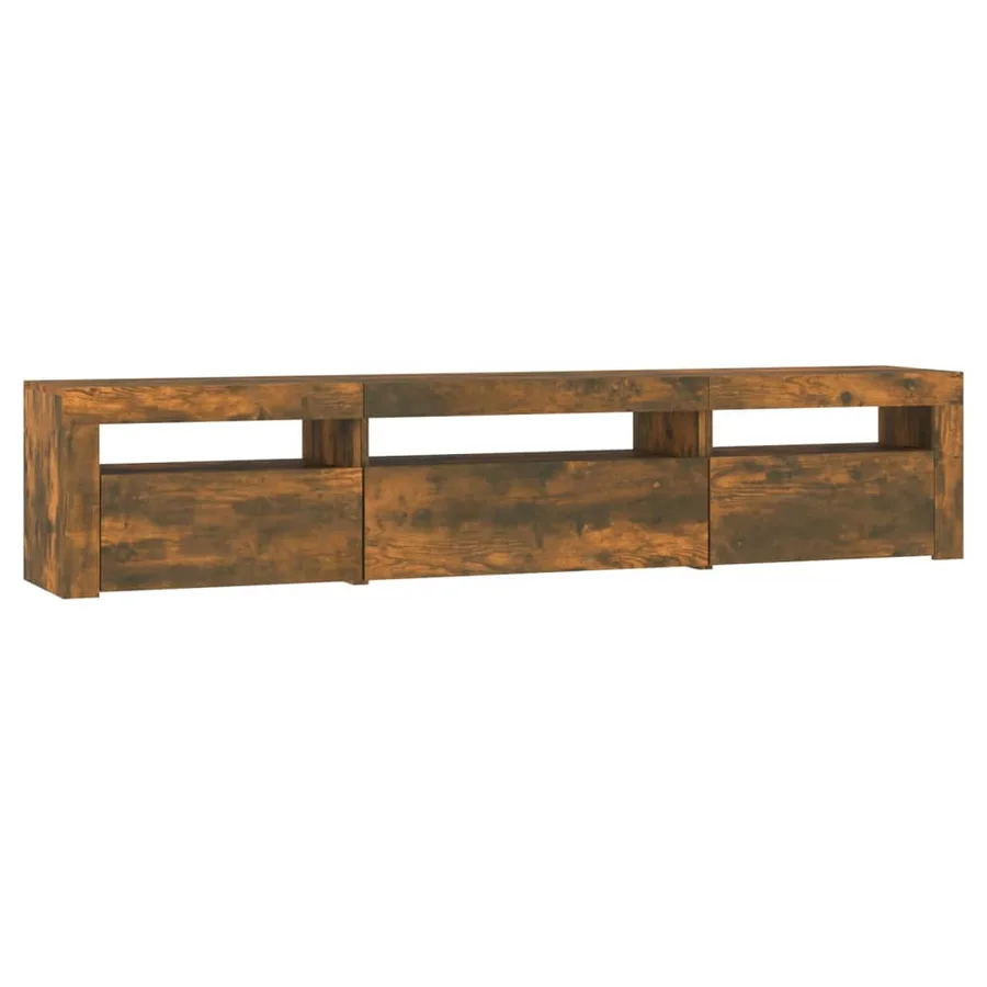 Meuble TV avec lumières LED Chêne fumé 195x35x40 cm - 7