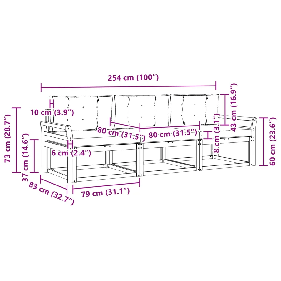 Ensemble de canapés d'extérieur 3 pcs Blanc et anthracite - 6