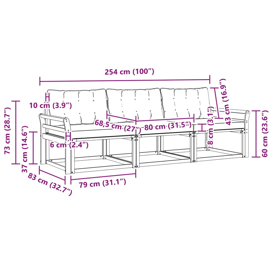 Ensemble de canapés d'extérieur 3 pcs Blanc et Beige - 6