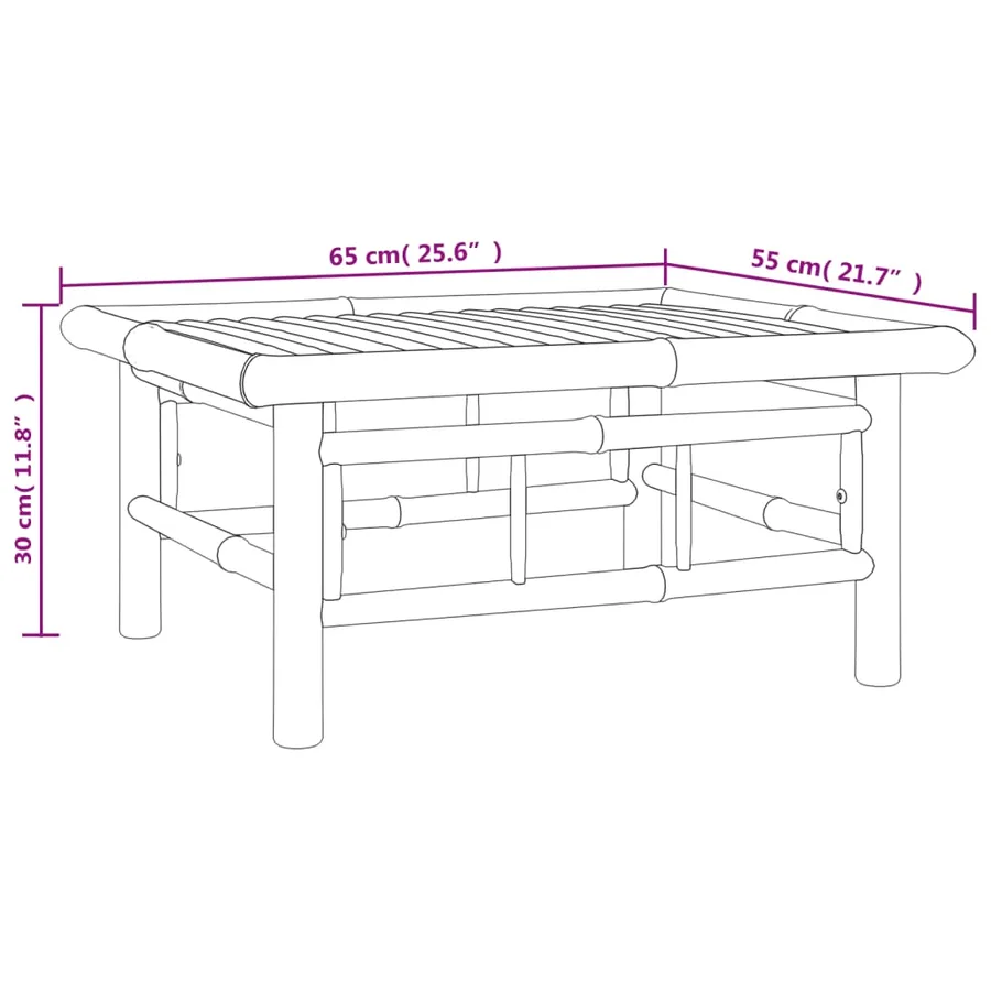 Salon de jardin 8 pcs avec coussins blanc crème bambou - 13