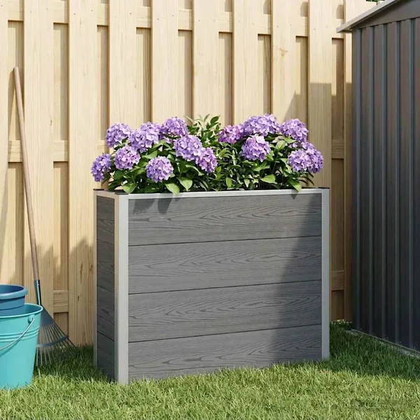 Jardinière surélevée Gris 100 x 30 x 82 cm WPC et Aluminium
