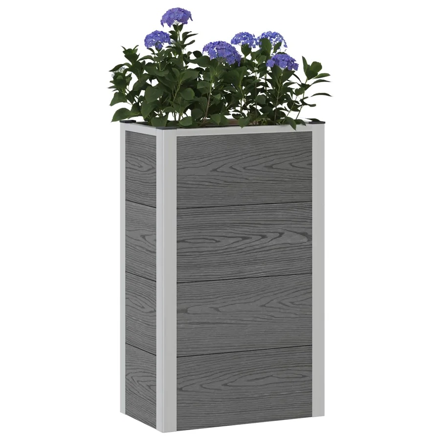 Jardinière surélevée Gris 50 x 30 x 82 cm WPC et Aluminium - 3