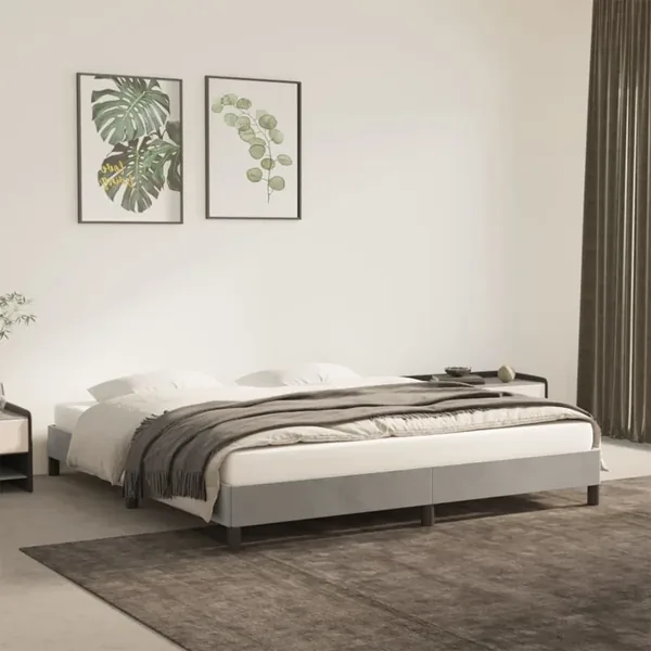 Cadre de lit sans matelas gris clair 180x200 cm velours