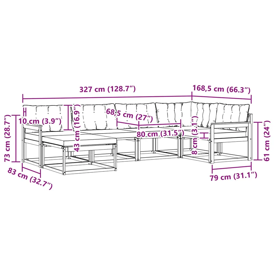 Ensemble de canapés d'extérieur 6 pcs Blanc et noir - 10