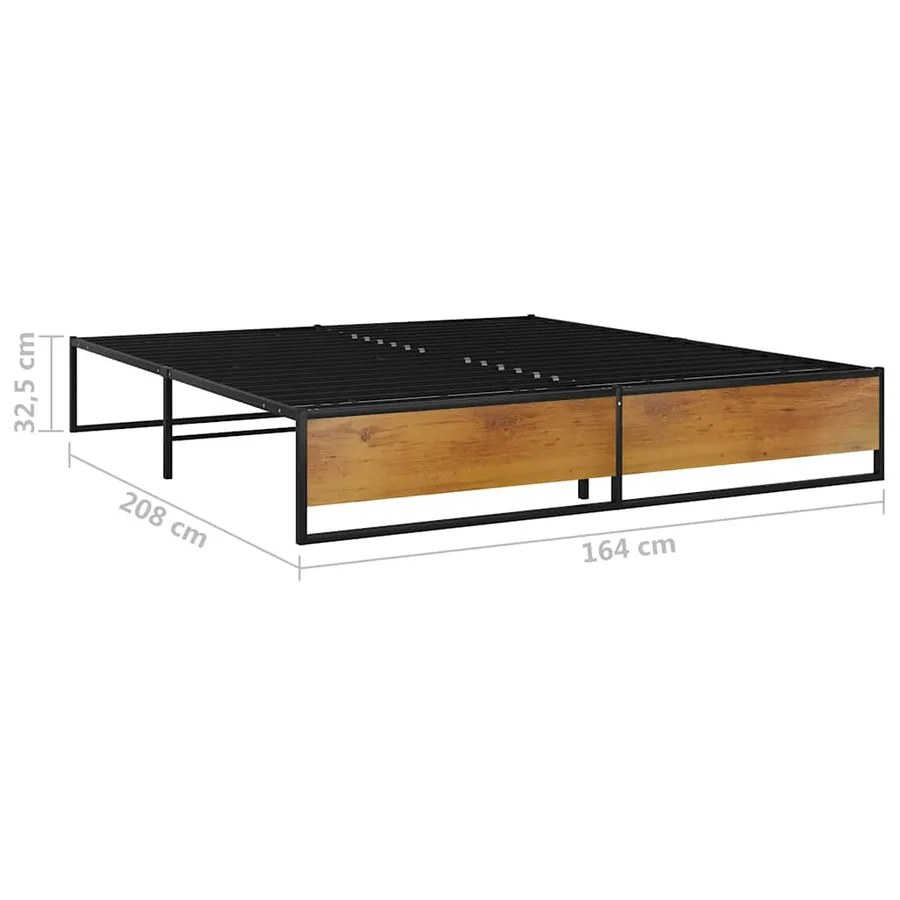 Cadre de lit sans matelas noir métal 160x200 cm - 7