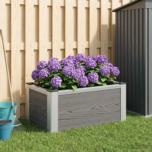 Jardinière surélevée Gris 50 x 30 x 22 cm WPC et Aluminium