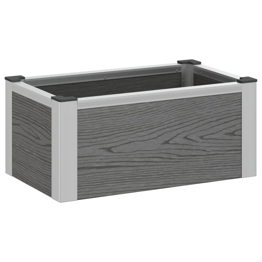 Jardinière surélevée Gris 50 x 30 x 22 cm WPC et Aluminium - 2