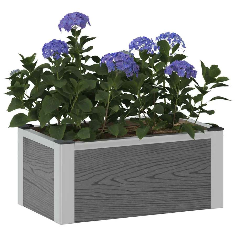 Jardinière surélevée Gris 50 x 30 x 22 cm WPC et Aluminium - 3