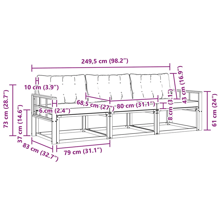 Ensemble de canapés d'extérieur 3 pcs Blanc et gris clair - 6