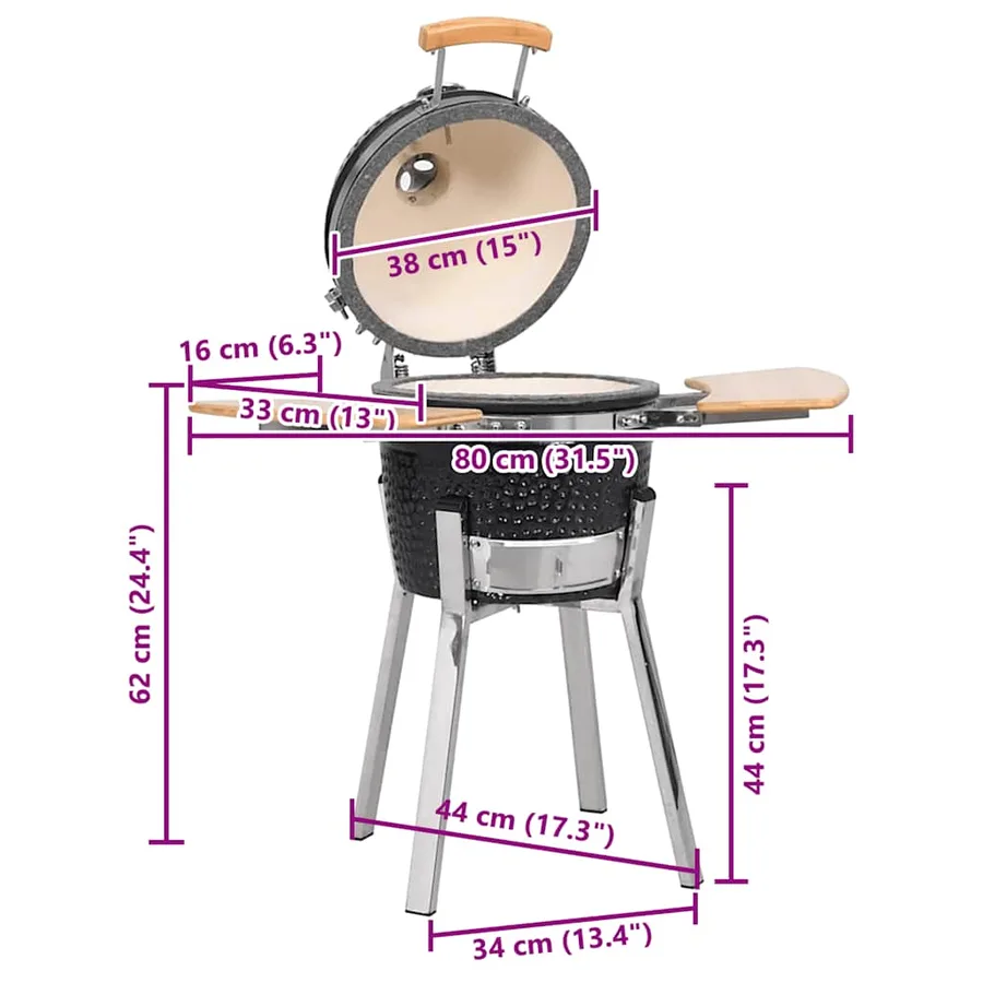 Kamado Barbecue à fumoir Céramique 33 cm - 10