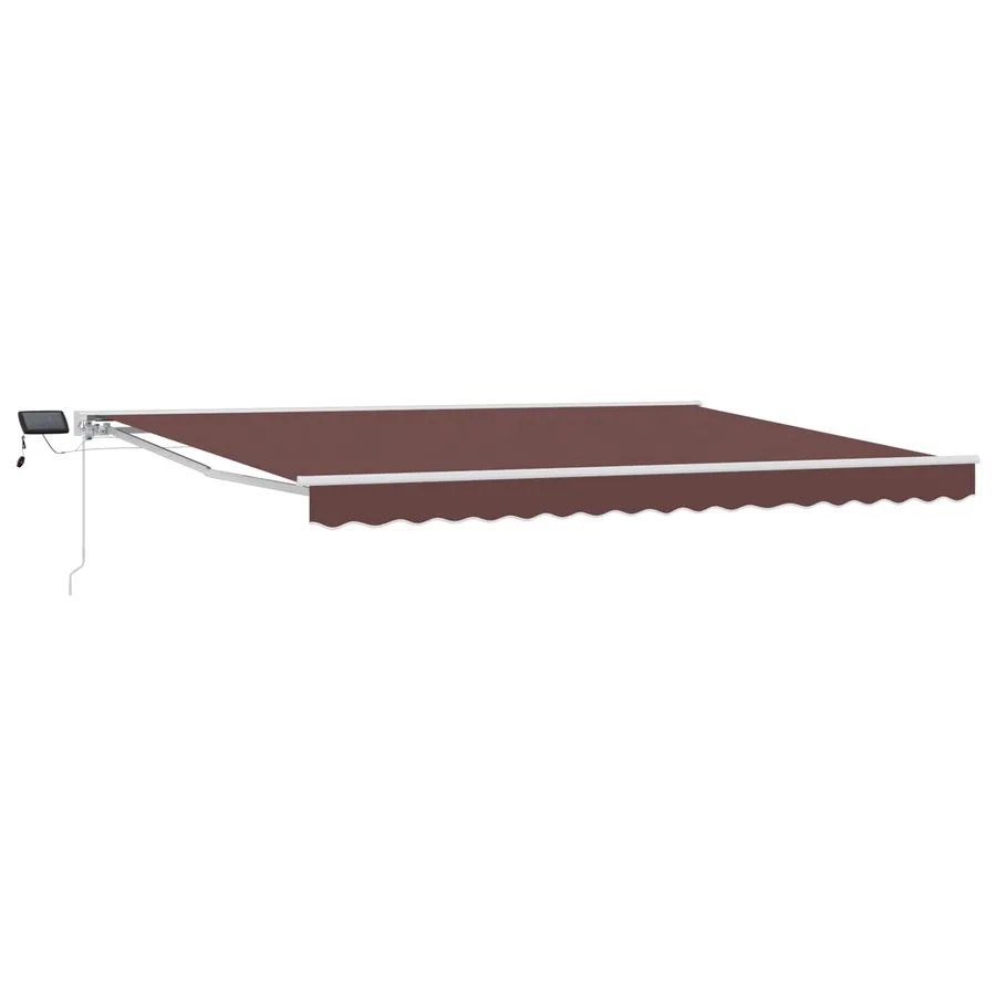 Cadre de store manuel avec LEDs Marron et blanc 5 x 3 m - 2
