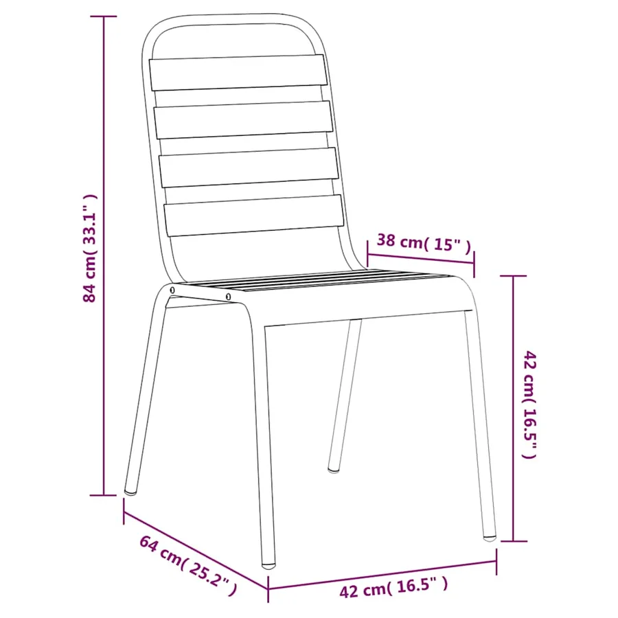 Ensemble à manger de jardin 3 pcs anthracite acier - 10
