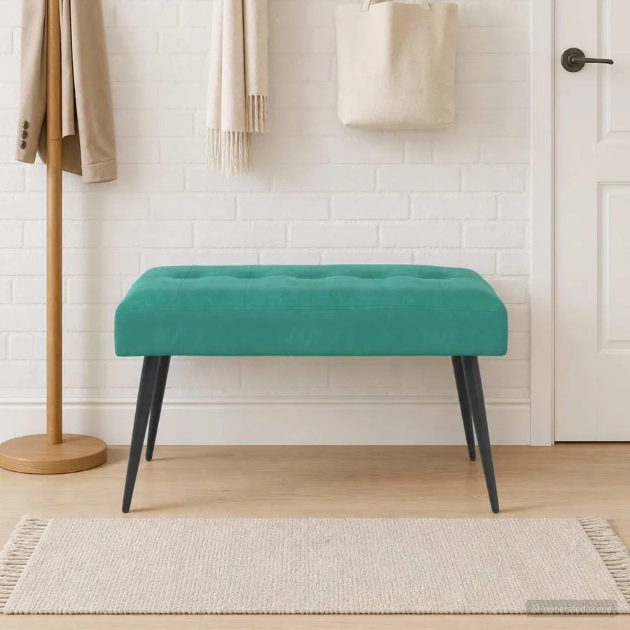 Banc avec capitonnage bouton Turquoise 80 x 40 x 46 cm Velours
