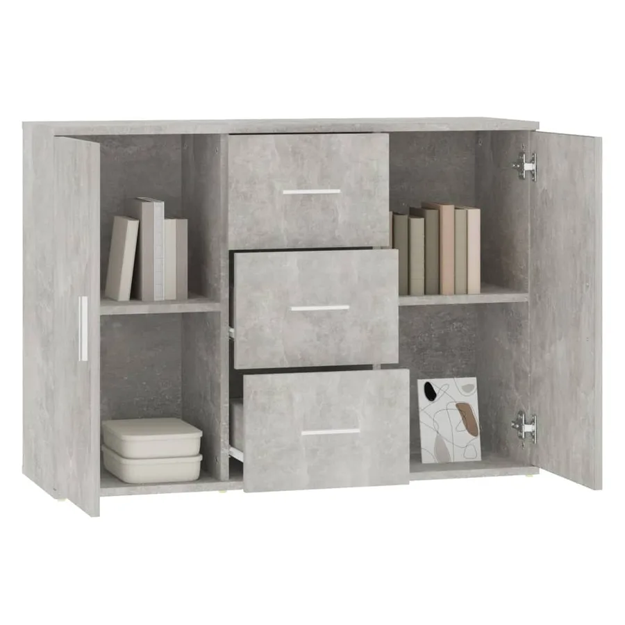 Buffet Gris béton 91x29,5x65 cm Bois d'ingénierie - 4