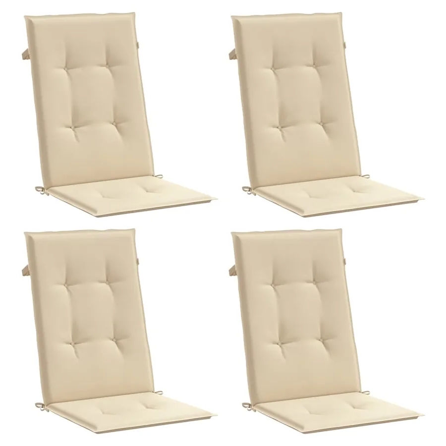 Coussins de chaise de jardin dossier haut lot de 4 beige tissu - 3