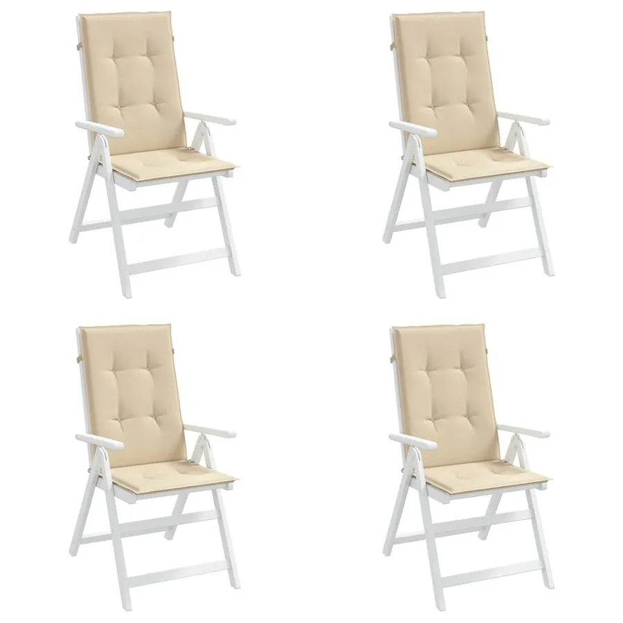 Coussins de chaise de jardin dossier haut lot de 4 beige tissu - 4