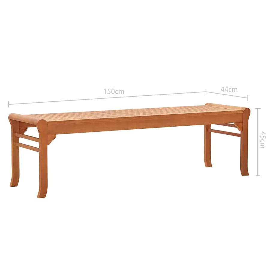 Banc de jardin 3 places 150 cm Bois d'eucalyptus solide - 6