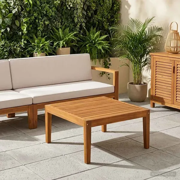 Table de Jardin Bois d'Acacia Massif Naturel 60 x 60 x 30 cm