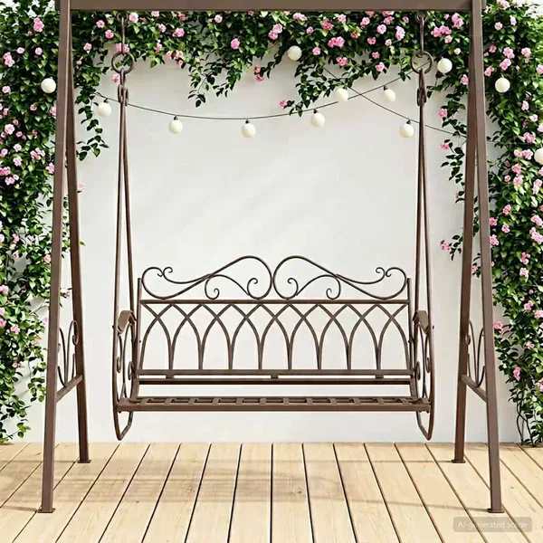 Banc Balançoire Acier 112 x 60 x 126,5 cm Marron ancien
