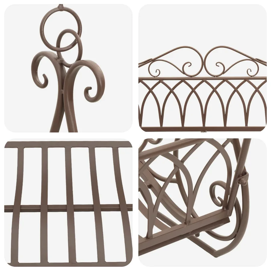 Banc Balançoire Acier 112 x 60 x 126,5 cm Marron ancien - 6