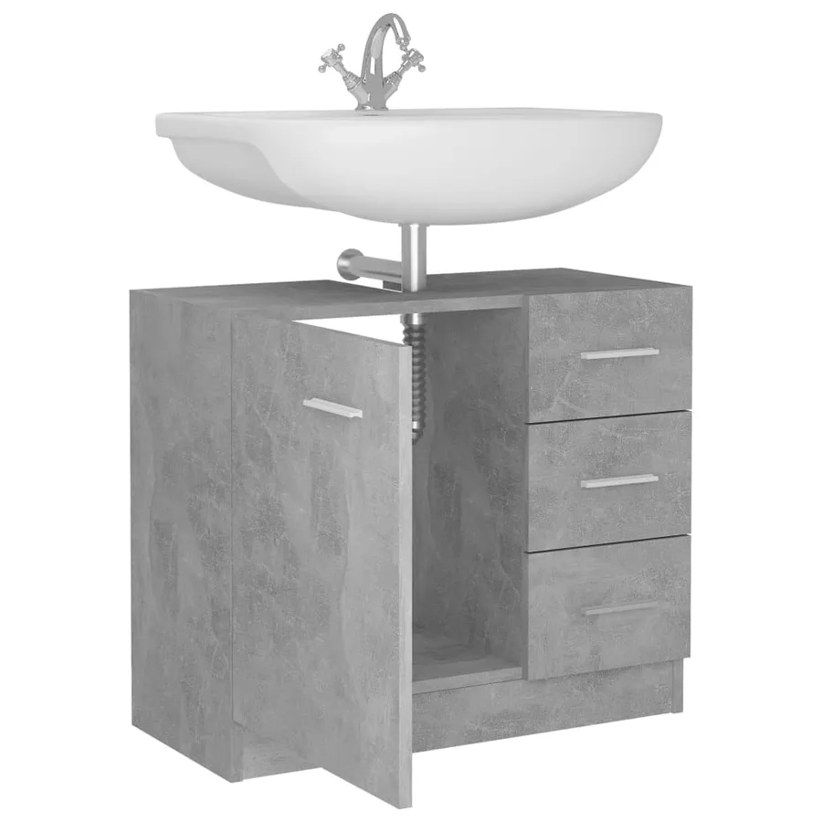 Armoire d'évier Gris béton 63x30x54 cm Bois d'ingénierie - 4