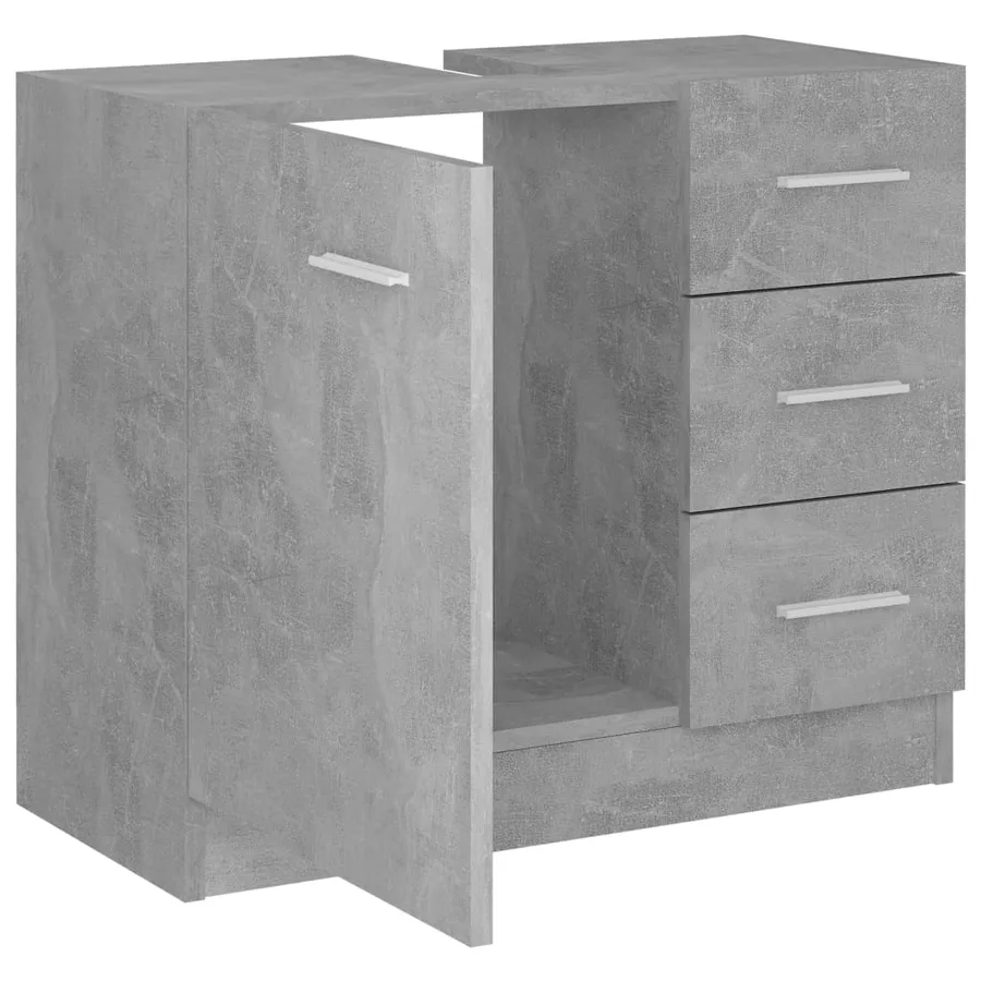 Armoire d'évier Gris béton 63x30x54 cm Bois d'ingénierie - 7