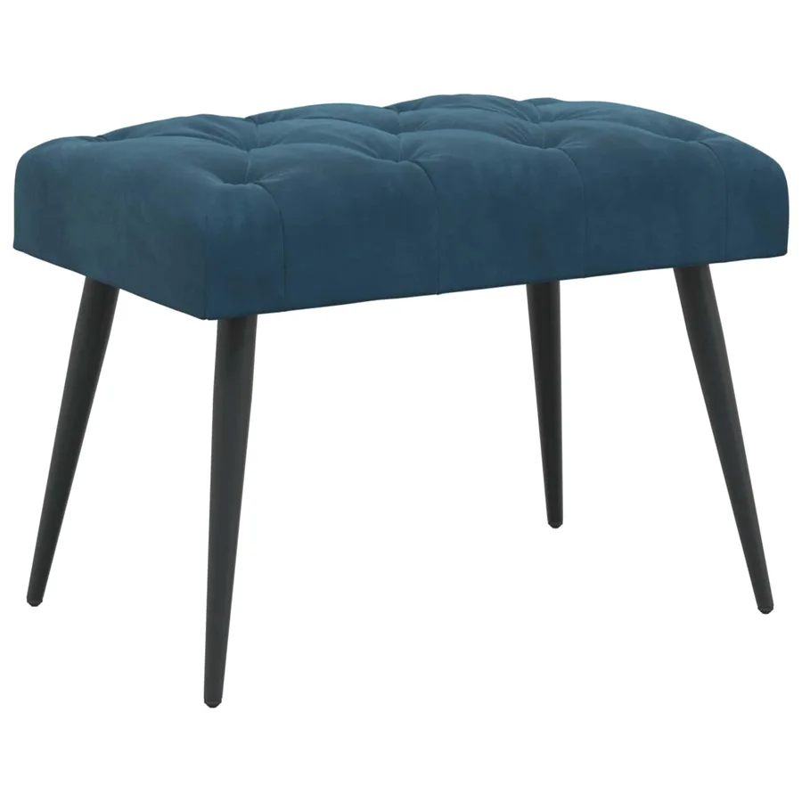 Banc avec capitonnage bouton Bleu 60 x 40 x 45 cm Velours - 2