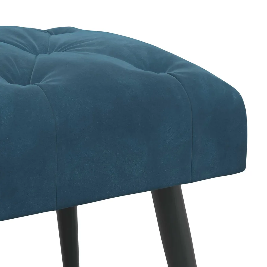 Banc avec capitonnage bouton Bleu 60 x 40 x 45 cm Velours - 6