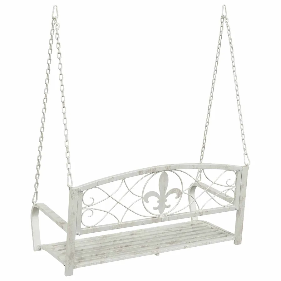 Banc Balançoire Acier 110,5 x 59 x 55 cm Blanc antique - 5
