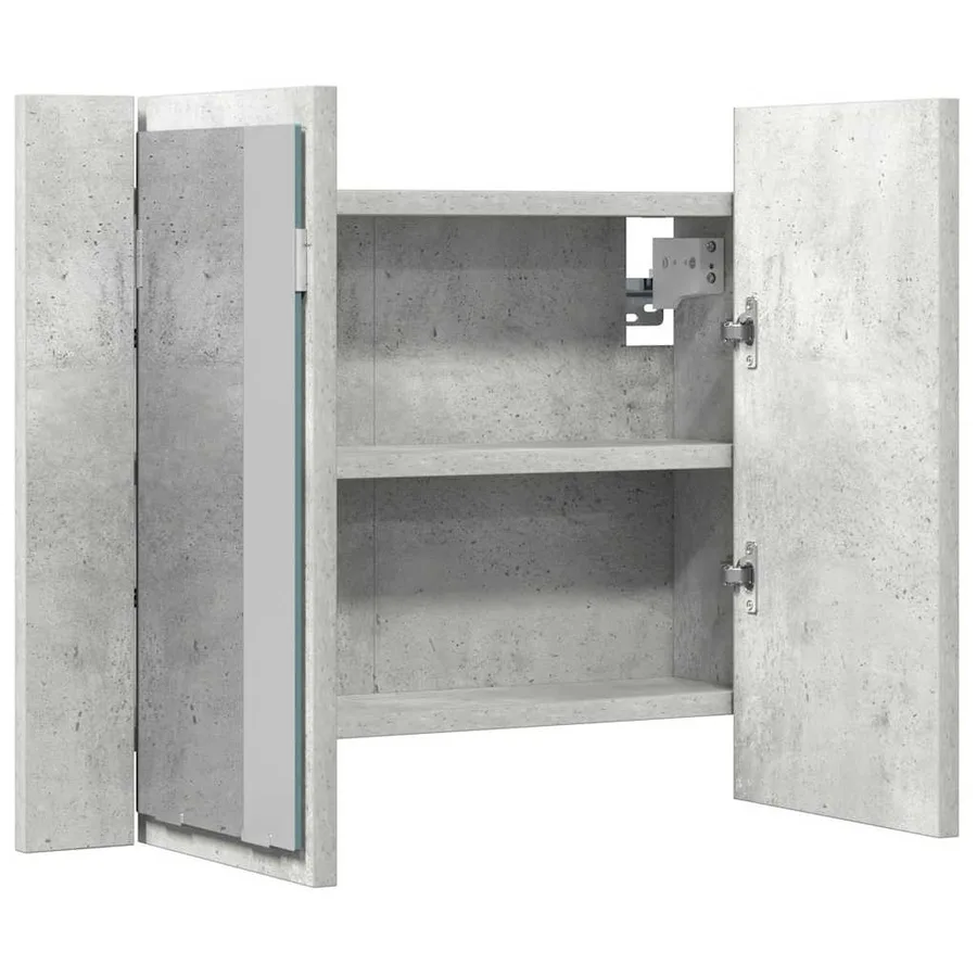 Armoire de salle de bain à miroir LED Gris béton Acrylique - 11