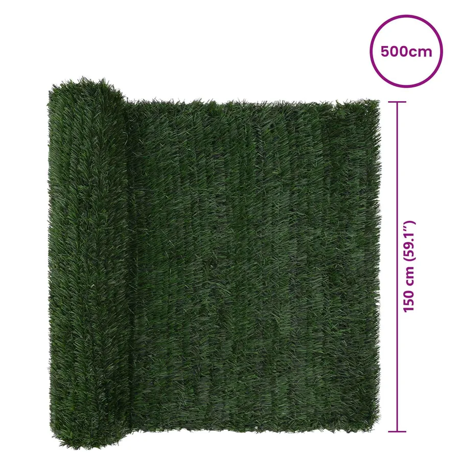 Clôture Artificielle Vert foncé 1,5 x 5 m PVC et Acier - 6