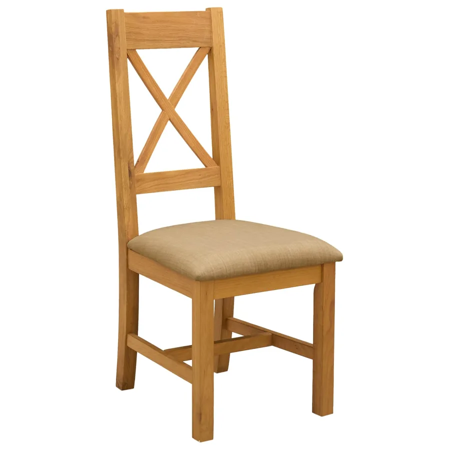 Chaise de salle à manger 2 pcs Bois de chêne massif Beige - 2