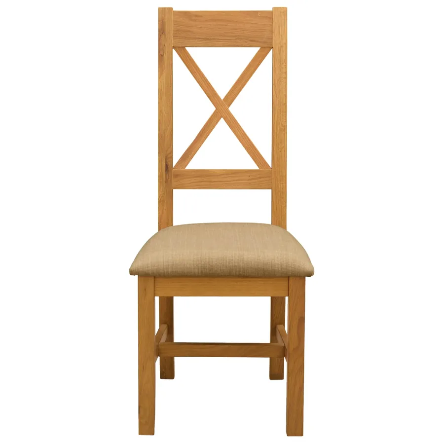 Chaise de salle à manger 2 pcs Bois de chêne massif Beige - 3