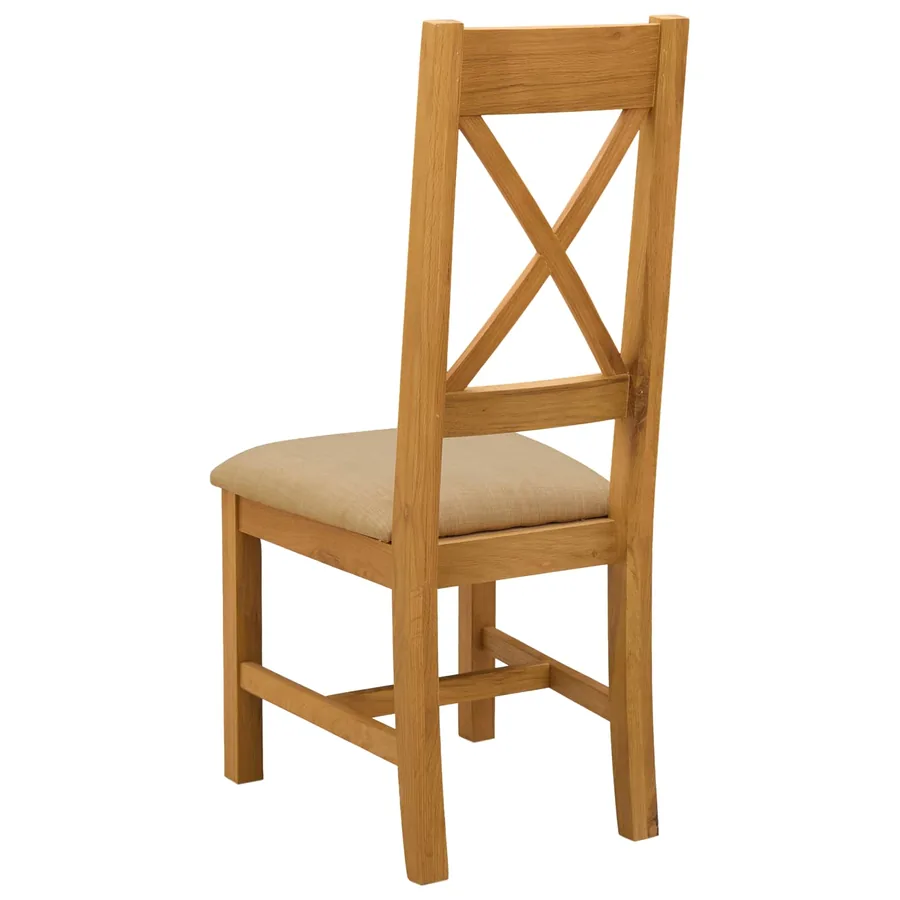Chaise de salle à manger 2 pcs Bois de chêne massif Beige - 5