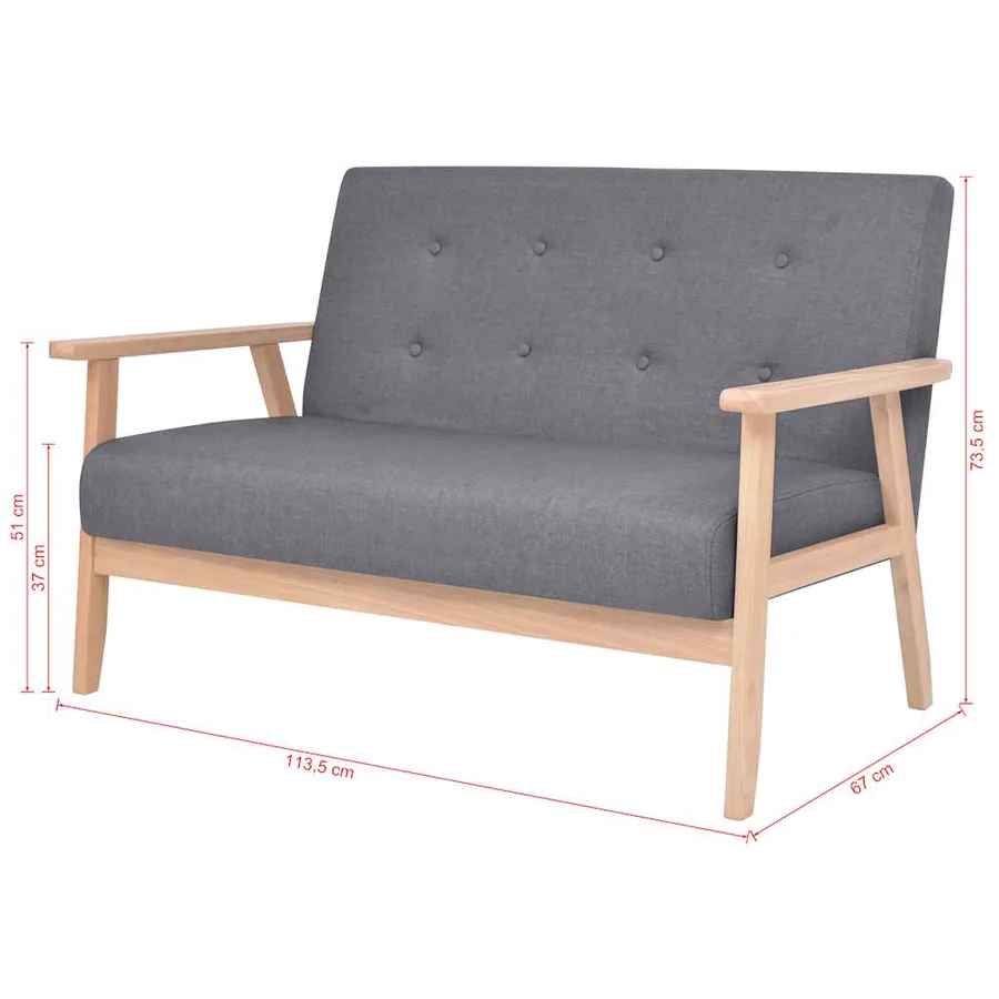Ensemble de canapés 2 pcs Tissu Gris foncé - 9