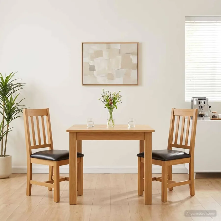 Chaise de salle à manger VENLO 2 pcs Bois de chêne massif Noir