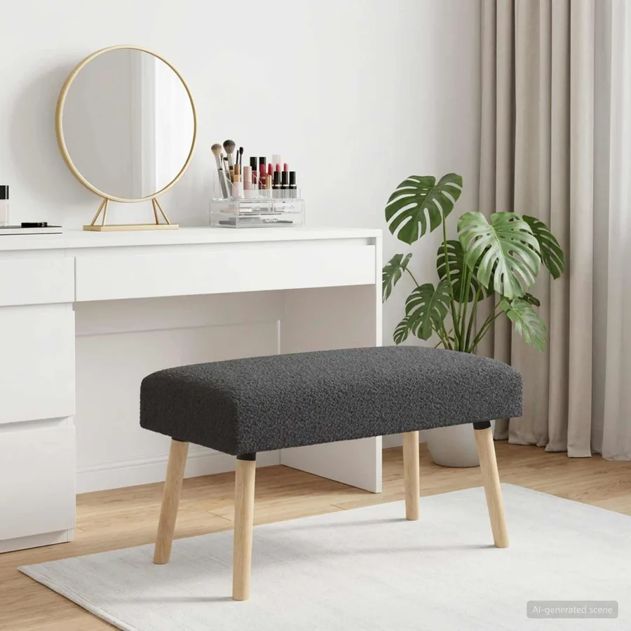 banc Uni Gris foncé 80 x 40 x 46 cm Bouclé