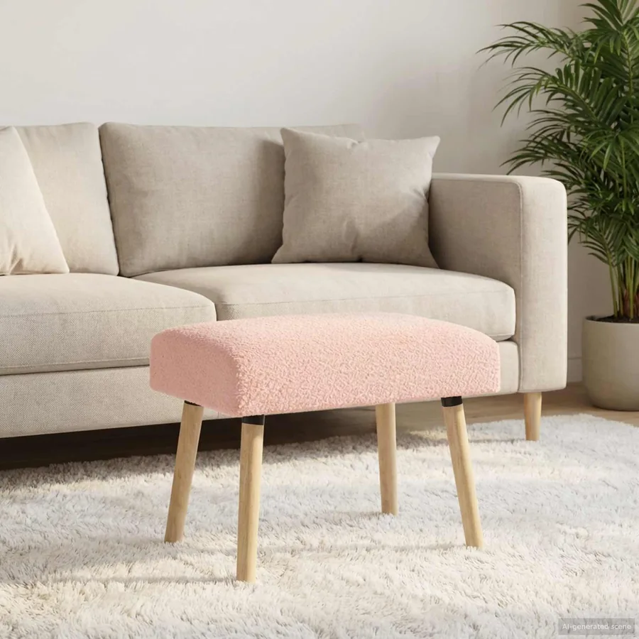 banc Uni Rose 60 x 40 x 45 cm Bouclé