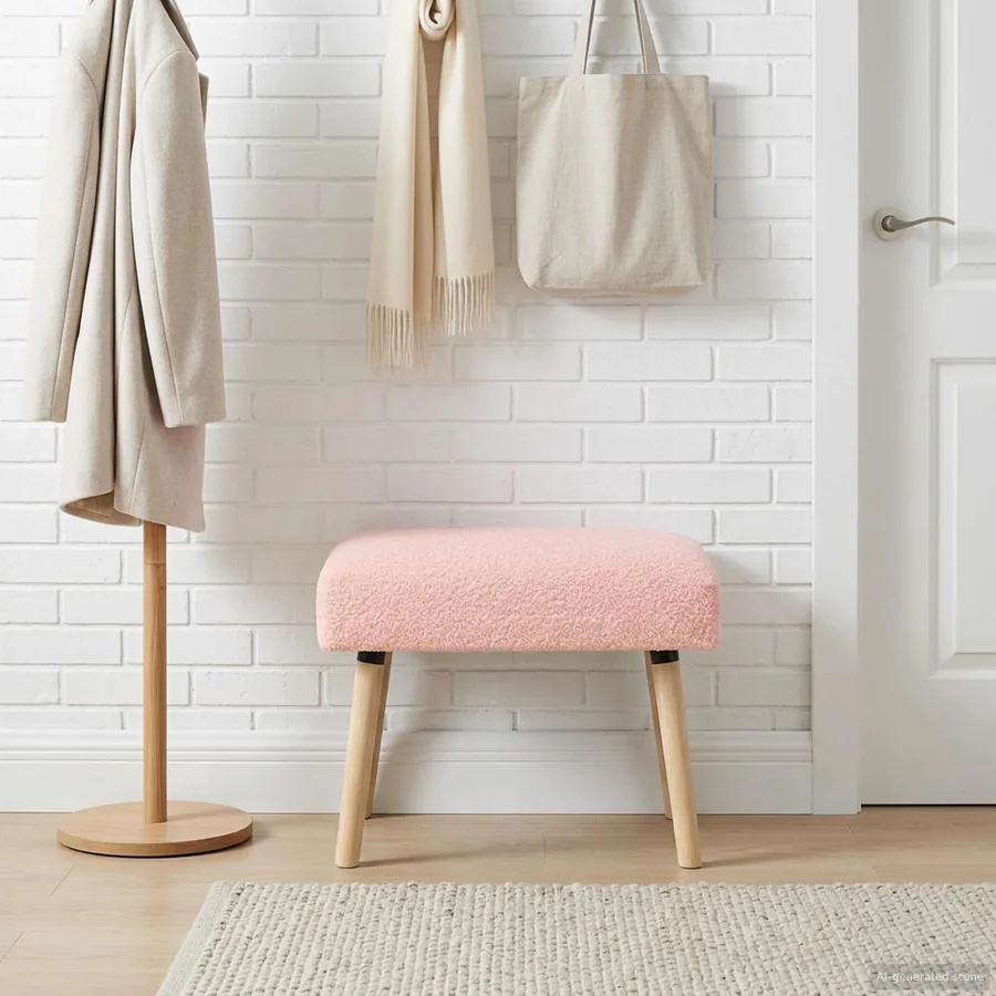 banc Uni Rose 60 x 40 x 45 cm Bouclé - 3