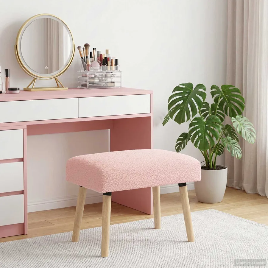 banc Uni Rose 60 x 40 x 45 cm Bouclé - 4