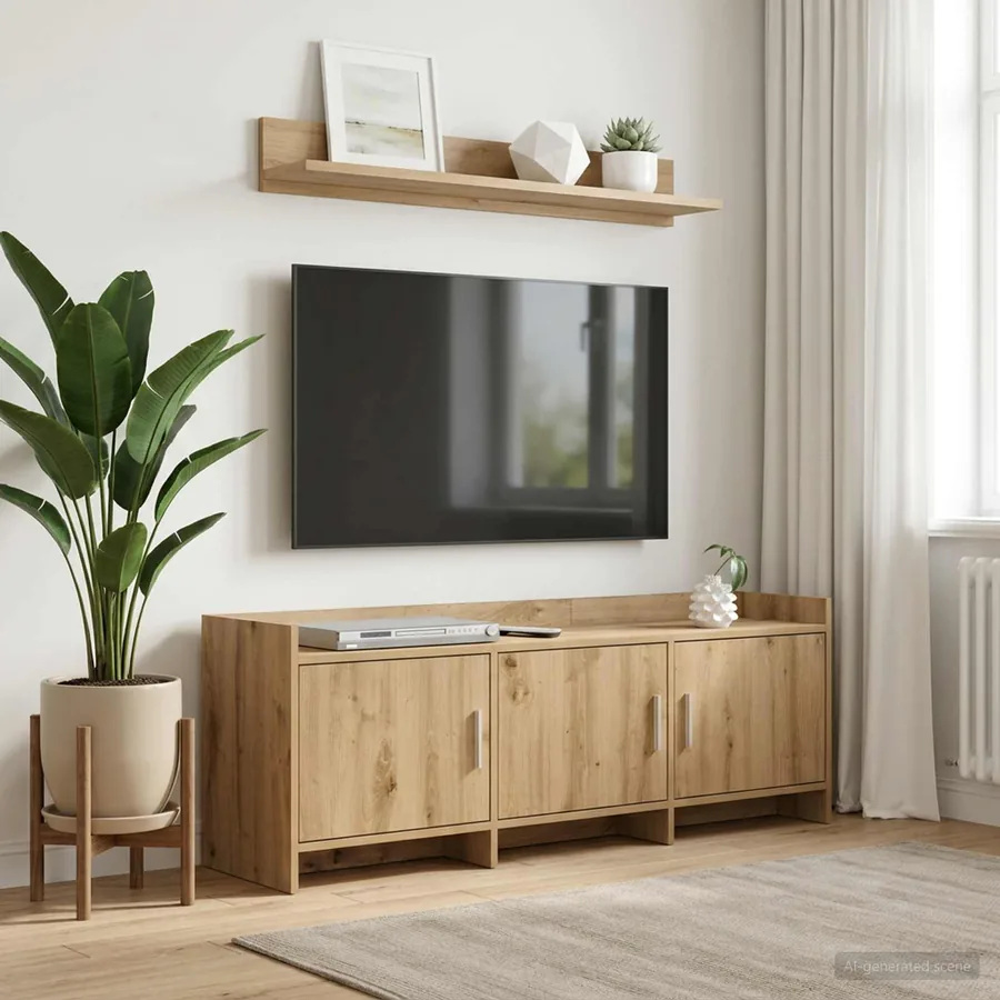 Meuble TV 130 x 33 x 47 cm Chêne artisanal Bois d'ingénierie