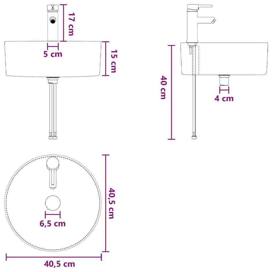 Vanité de lavabo mural Blanc 49,5 x 44,5 x 65 cm - 9