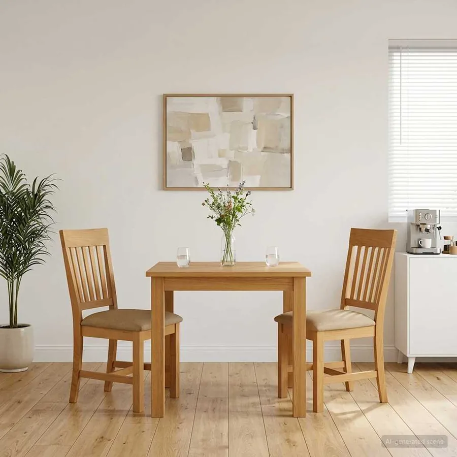 Chaise de salle à manger 2 pcs Bois de chêne massif Beige