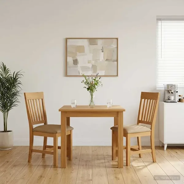Chaise de salle à manger 2 pcs Bois de chêne massif Beige