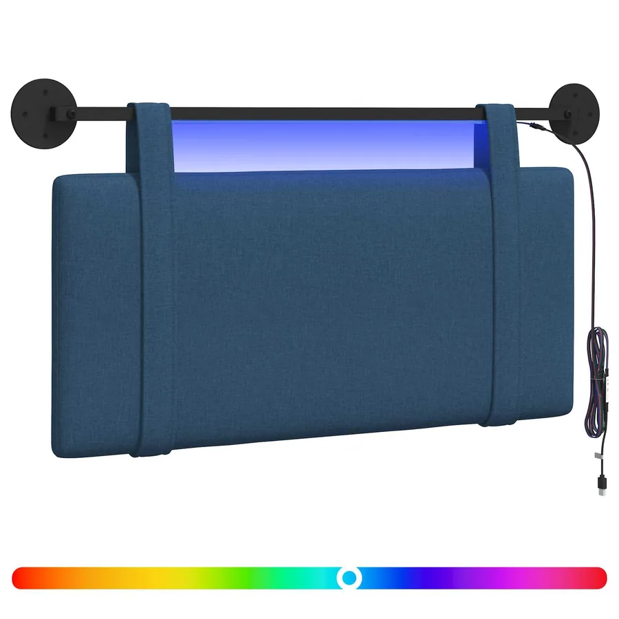 Tête de lit suspendue Avec lumière LED Bleu Tissu - 2