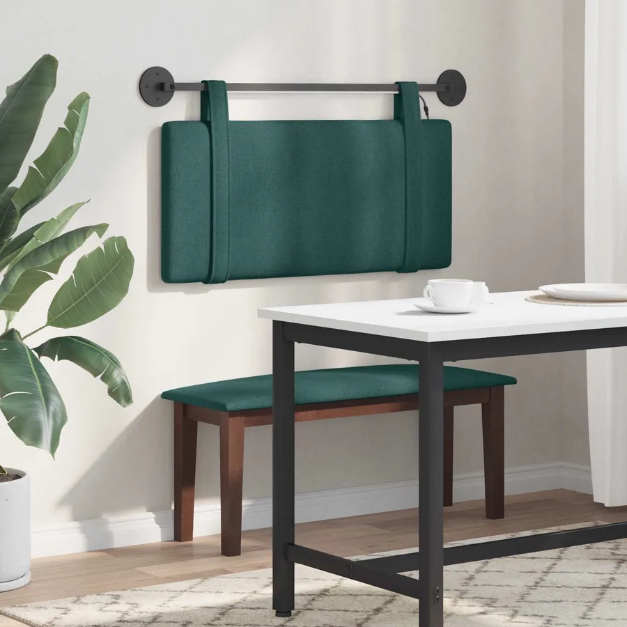 Tête de lit suspendue Avec lumière LED Vert foncé Tissu - 4
