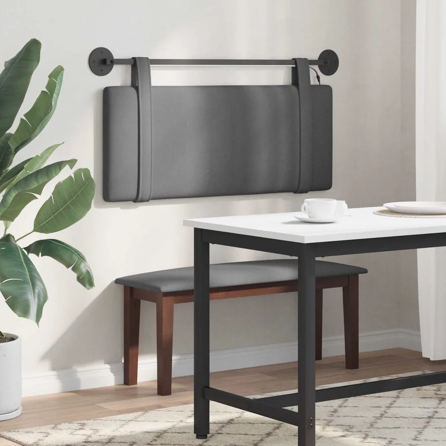 Tête de lit suspendue Avec lumière LED Gris foncé Tissu - 4