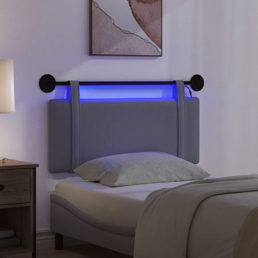 Tête de lit suspendue Avec lumière LED Gris foncé Tissu - 5