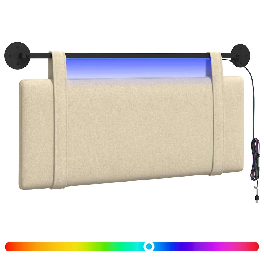 Tête de lit suspendue Avec lumière LED Crème Tissu - 2
