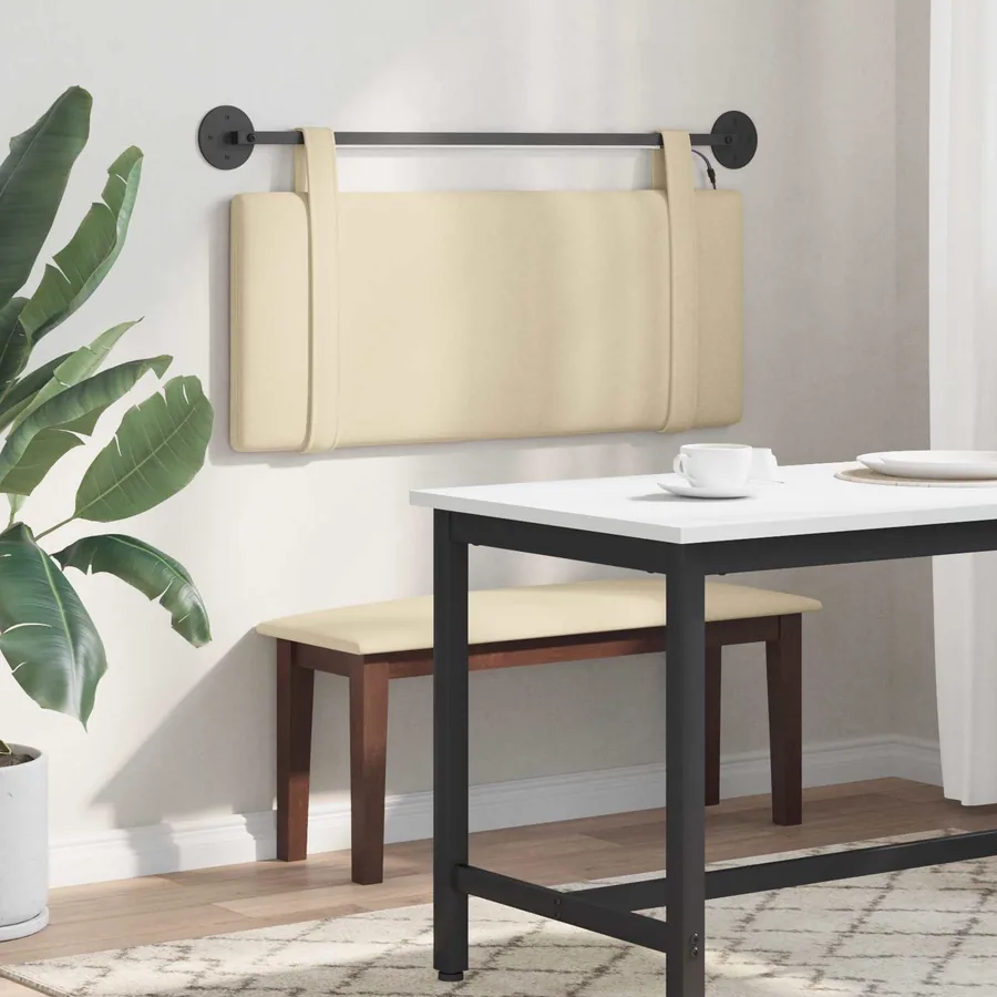 Tête de lit suspendue Avec lumière LED Crème Tissu - 4